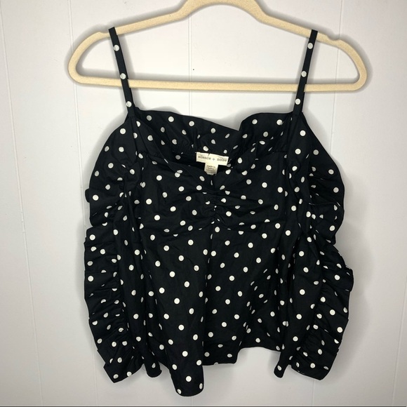 silent + noise polka dot ruffle off shoulder top - Picture 6 of 7